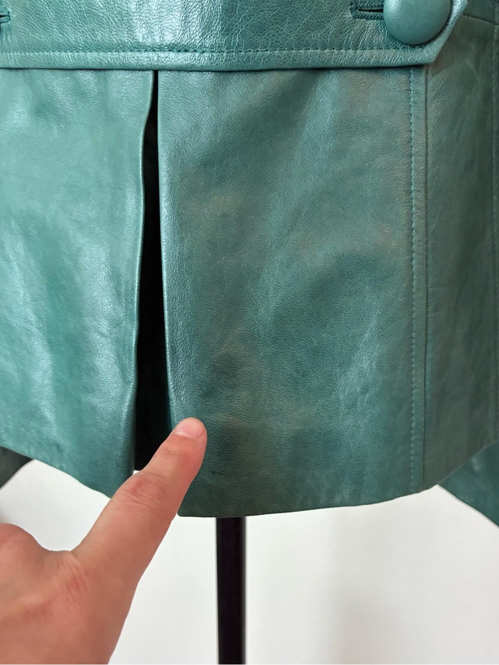 Vintage Y2K Ann Taylor LOFT Green Genuine Leather Blazer - Picture 4 of 15
